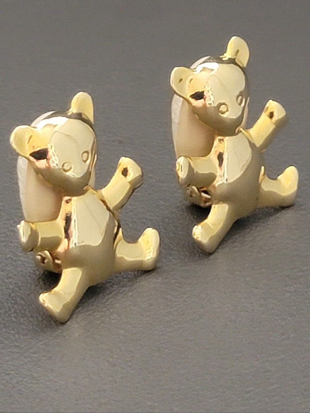 Vintage Gold-Tone Teddy Bear Clip-On Earrings | Sculptural Statement Earrings